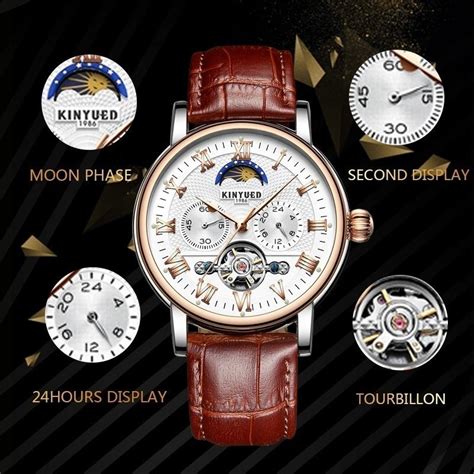 Buy KINYUED Moon Phase Tourbillon Men Watch Automatic Mechanical