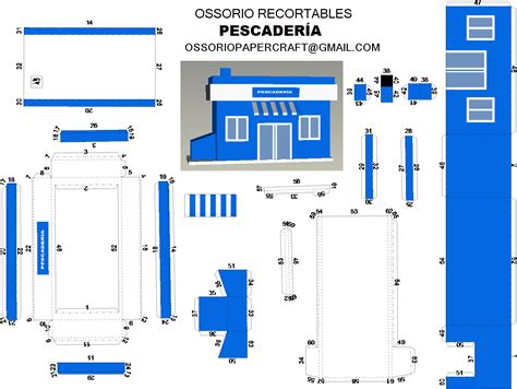 Ossorio Recortables De Papel Comercio De Venta De Pescado Con Paredes