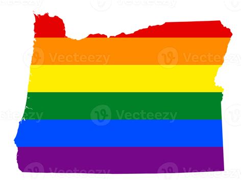 Lgbt Flag Map Of The Oregon Png Rainbow Map Of The Oregon In Colors Of