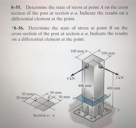 Solved 8 55 Determine The State Of Stress At Point A On The