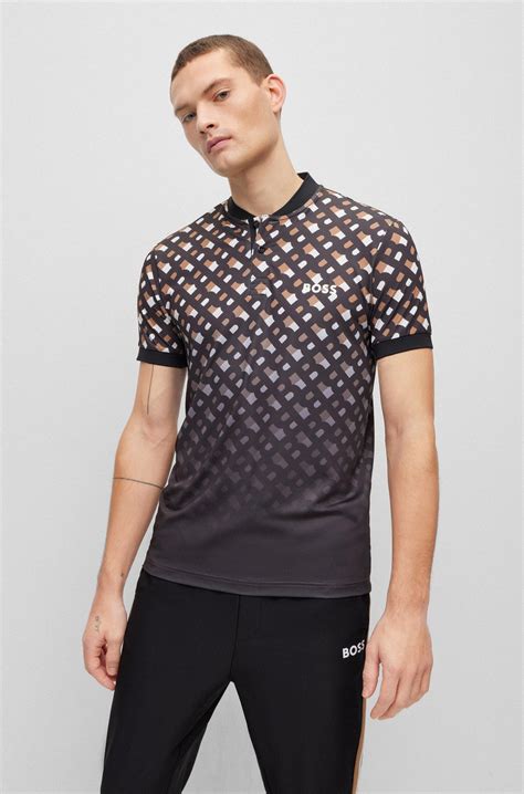 BOSS X Matteo Berrettini Degradé Monogram print Polo Shirt In Technical