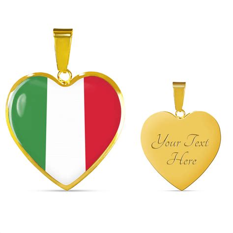 Italian Flag with Heart Pendant Necklace in Gold & Stainless Steel – P.S. I Love Italy