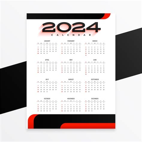 Calendrier Mural Blanc Et Noir Pour Le Bureau Ou Le Vecteur D