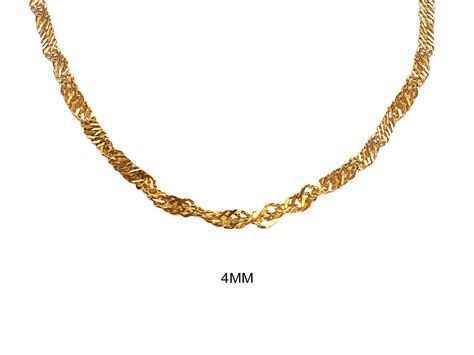 Collier maille Singapour en acier inoxydable doré 4mm 40 5cm