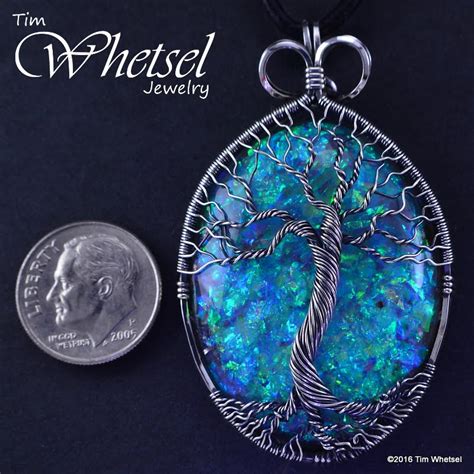 Sterling Silver Tree Of Life Opalescent Orgonite Pendant Wire Wrap