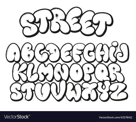 Bubble graffiti font. Inflated letters, street art alphabet symbols ...