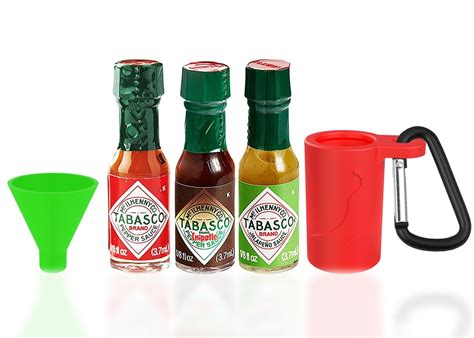 Mini Tabasco Hot Sauce Lover T Set Includes 3 Mini Hot Sauce Bottles 35ozwith Travel Hot