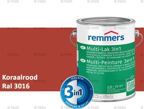 Remmers Multi Lak 3in1 Koraalrood 25 Liter Lakverf Voor Hout