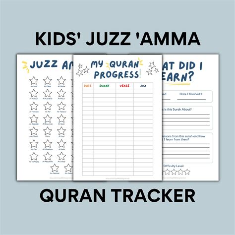 Printable Juzz Amma Juz Ama Quran Progress Tracker And Reflection Set