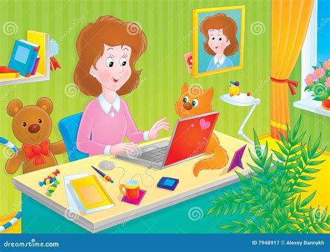 Girl Using A Laptop Stock Illustration Illustration Of Laptop 7948917