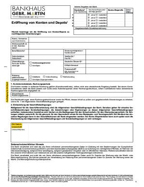 Fillable Online Erffnung Von Konten Und Depots Bankhaus Gebr Martin