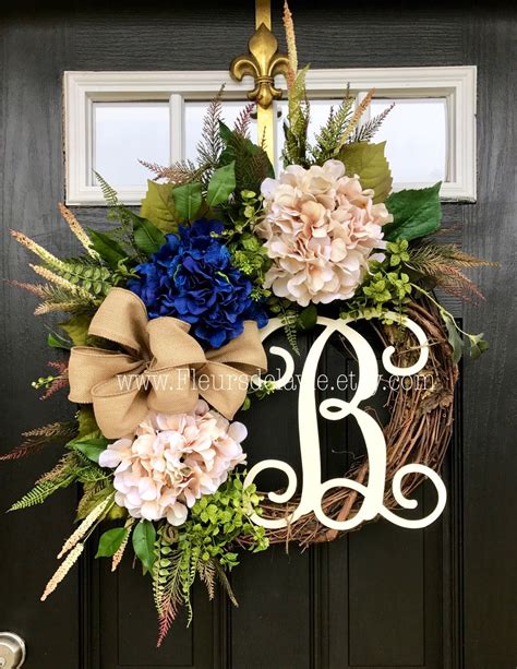 Spring Door Wreaths Front Door Wreaths Monogram Wreaths