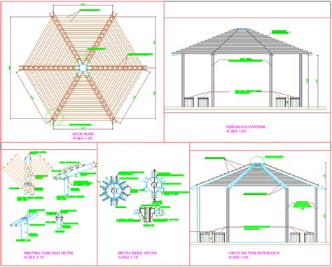 Pergola Detailed Drawing | Thousands of free CAD blocks