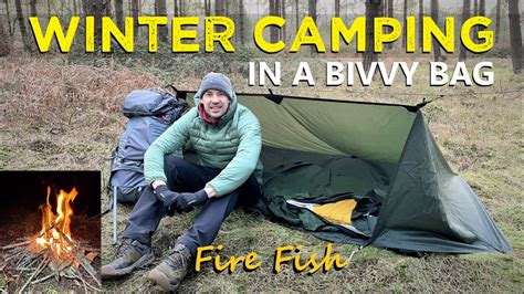 Winter Camping Alone In A Bivvy Bag Under A Tarp In A Huge Forest Fire