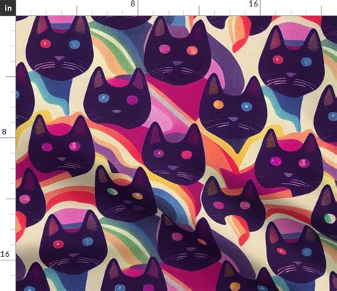 Rainbow Kitty Fabric | Spoonflower