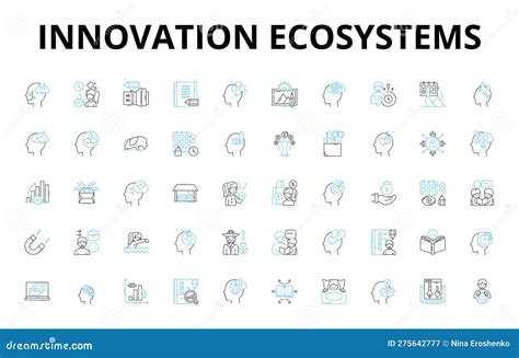 Conjunto De Iconos Lineales De Ecosistemas De Innovación Colaboración