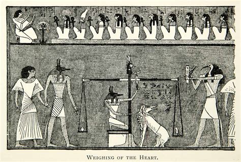 1923 Print Ancient Egyptian HIEROGLYPH Weighing Heart Feather Osiris AKH Ka Ba | eBay