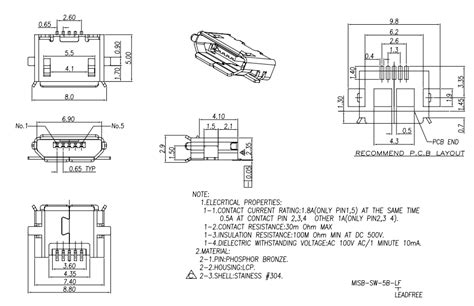 Micro B Usb Jack Pinout Specifications Connections 42 Off