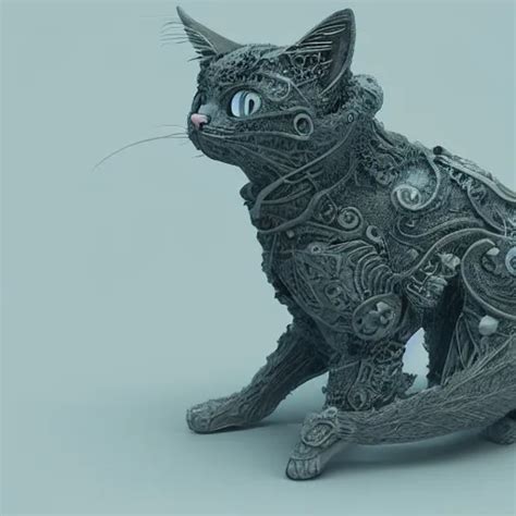 A Beautifull Intricate Cute D Cat Made Of Fractal Stable Diffusion