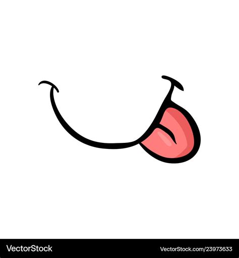 Cartoon tongue smile isolated on white background Vector Image