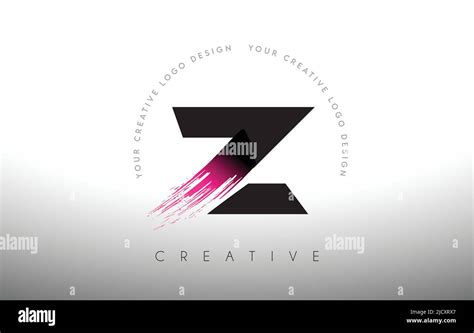 Z Paint Brush Letter Logo Design With Artistic Brush Stroke In Black