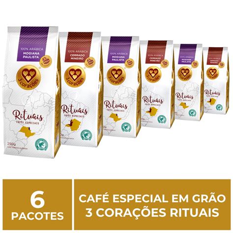 6 Pacotes de 250 g Café em Grão Três Corações Rituais no Shoptime