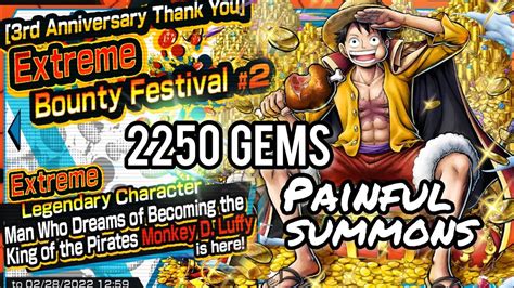 2 250 GEMS EX LUFFY SUMMONS One Piece Bounty Rush OPBR YouTube