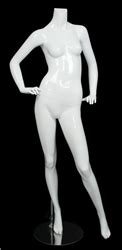 Female Yoga Mannequin Glossy White Tree Pose Headless Changeable Heads