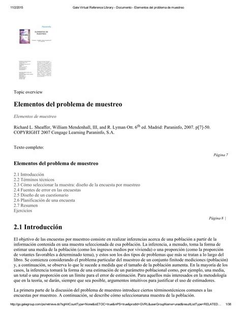 Pdf Gale Virtual Reference Library Documento Elementos Del Problema De Muestreo Dokumentips