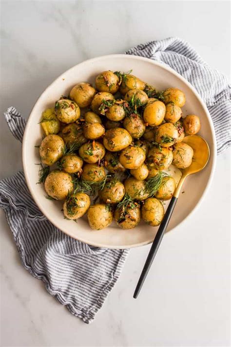 Boiled Baby Potatoes With Garlic Butter And Dill Lena S Kitchen