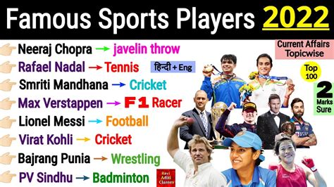 Famous Sports Personalities Of India 2022 Sports Player In News