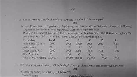 Cost Accounting 5th Sem Question Paper 2023 Youtube