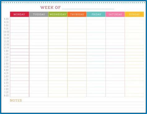 √ Free Printable Weekly Timetable Template