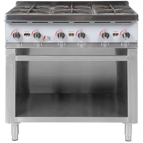 Cooking Performance Group 36rsbnl 6 Burner Gas Range Hot Plate With Cabinet Base 132 000 Btu