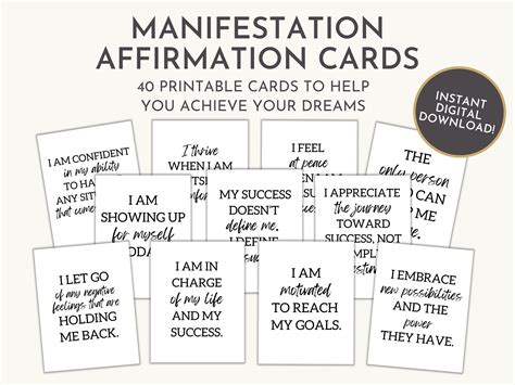 Manifestation Affirmation Cards Printable Positive Affirmation Cards