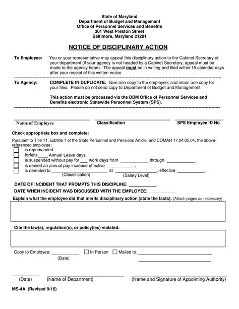 Pdf Printable Disciplinary Action Form