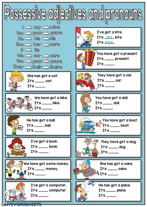 Possessive Pronouns And Adjectives Worksheet