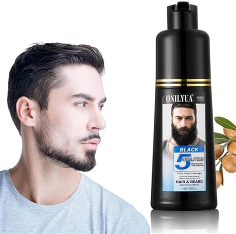 Fedulili Mens Black Beard Dye Shampoo Gray Reducing Simpler Beard Color 5 Minutes