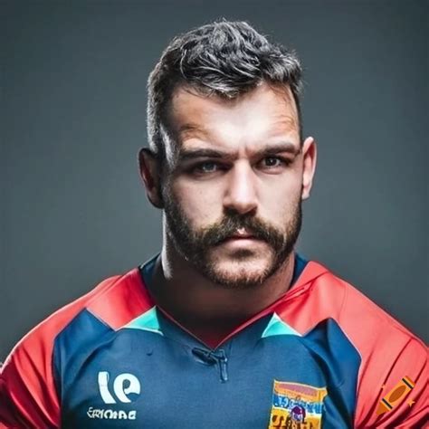 Portrait Of A 30 Year Old Spanish Rugby Player With A Small Moustache