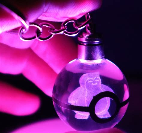 Snorlax D Led Crystal Pokeball Laser Engraved Mm Keychain Etsy