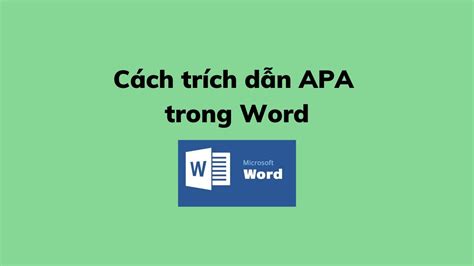 C Ch Tr Ch D N Apa Trong Word Youtube