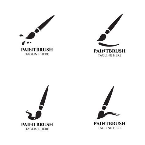 Set Of Black Logos Of Brushes Vector Art At Vecteezy