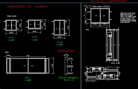 Ventanas De Aluminio En Dwg Kb Librer A Cad