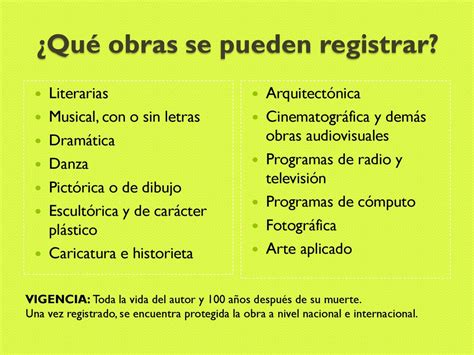 REGISTRO DE OBRAS EN EL INSTITUTO NACIONAL DE DERECHOS DE AUTOR Ppt