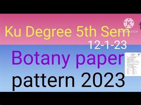 Ku Degree Th Sem Botany Paper Pattern Ku Degree Botany Model