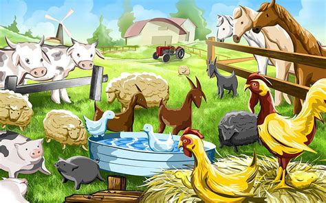 Online crop | HD wallpaper: Farm animals, animal farm sketch, vector ...