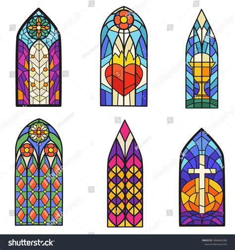 Stained Glass Window Arched Images Stock Photos Vectors