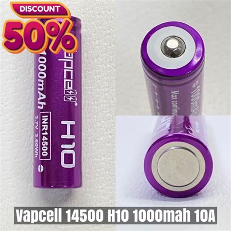 ถานชารจ 14500 Vapcell H10 14500 1000mah 10A 3 7V แบบหวนน ถานชารจ