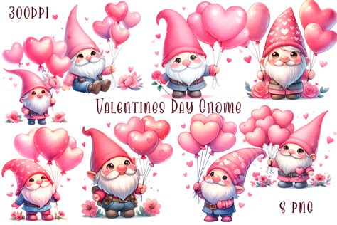 Happy Valentines Day Gnome Clipart Png Graphic By Elenazlataart · Creative Fabrica