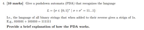 Solved Marks Give A Pushdown Automata Pda That Chegg